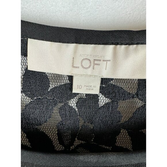 Loft Womens Sleeveless Black Lace Trim Casual Dress Size 10 - Picture 3 of 7